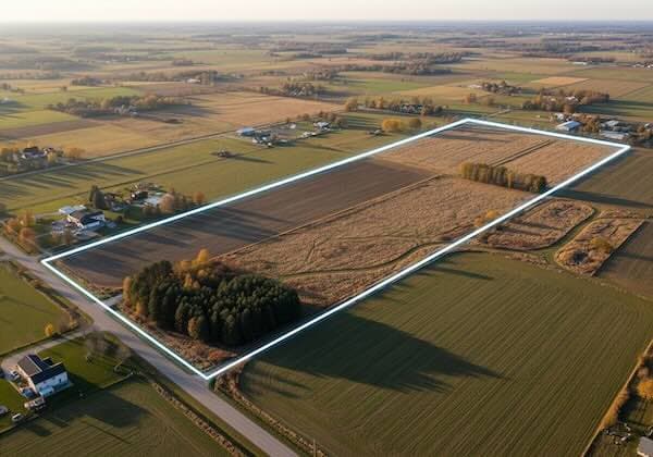 An aerial parcel view of a county.